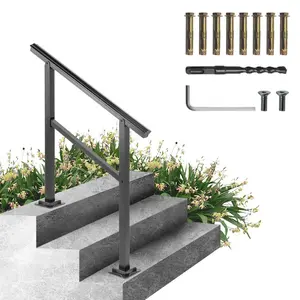VEVOR Outdoor Handrail 165LBS Load Handrail Outdoor Stairs Aluminum Stair Handrail 60x 35 Outdoor Stair Railing Transitional Range from 0 to 30 Staircase Handrail Fits 4 - 5 Steps with Screw Kit