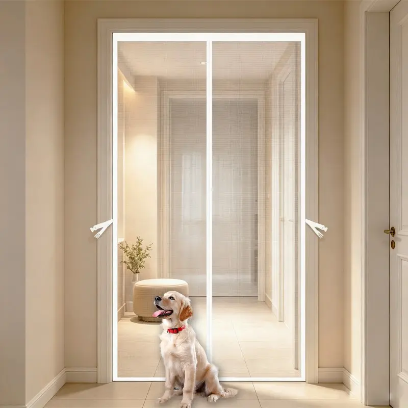 Glass Fiber Magnetic Screen Door, Enhanced Magnet & Weighted Bottom, Silent Mesh Curtain, Pet-Friendly Insect Barrier, Durable Home Entrance Door