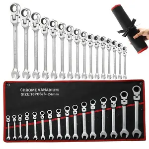 Adjustable Ratchet Wrench Set, Multifunctional Metric Double Ended Wrench, Multipurpose Hand Tool for Automotive & DIY Home Repairs, Ratcheting Wrench Tool