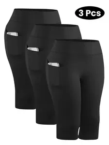 Women's High-Waisted Yoga Shorts Set, Belly Control Sportswear, Seven-Quarter Leggings, Ideal for Gym, Running, Daily Activities