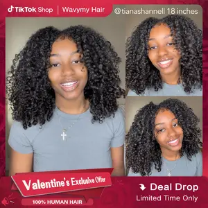 Wavymy Upgrade Kinky Curly V Part Flexi-Fit Drawstring Wig Wear Go Glueless No Leave Out I Part Wig For Women 180% Density Full Hair 100% Virgin Human Hair Style TikTokShopBlackFriday #TikTokShopCyberMonday