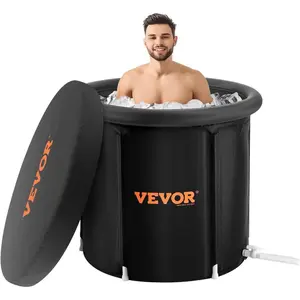 VEVOR Ice Bath Tub, Cold Water Therapy Plunge Tub for Athlete, Portable Outdoor Ice Barrel Plunge Pool for Recovery, 98 Gal Inflatable Folding Bathtub with Cover, Home Ice Pod for Adult, 35.4Lx30H