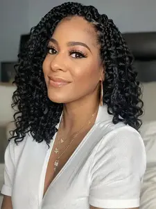 Belle Show Bohemian Crochet Long Box Braids, 14 Inch Curly Ends Pre-Looped, Stylish Crochet Hair Extensions for Women