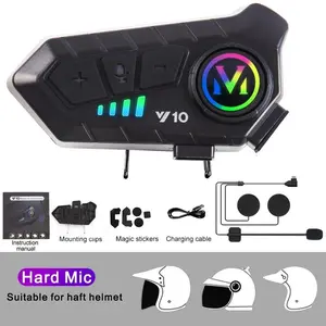 Y10 Motorcycle Helmet Headset Stereo Voice Control Bluetooth Hands Free Call  2000mAh With Ambient Light