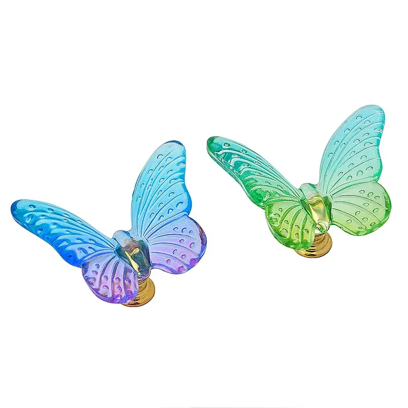 2pcs Butterfly Shape Decorative Transparent Drawer Pulls - Home Furniture Accessories for Drawers, Cabinets, Gifts
