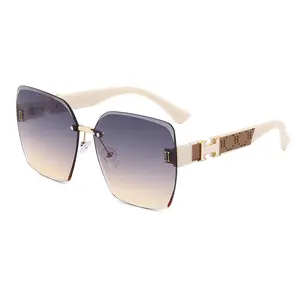 Photochromic Rimless Sunglasses for Women - UV400 Clear to Dark Transition Shades with Makeup Effect, Slimming Face Wrap Around Sun Glasses for All-Match Outfit & Driving