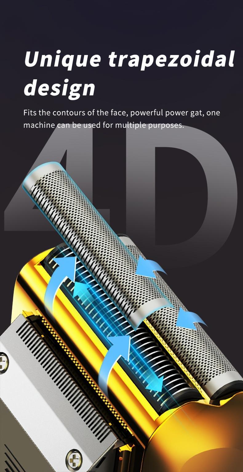 Professional USB Rechargeable Electric Razor - 2-in-1 Bald Hair Trimmer - Gentle Beard Hair Trimmer - Electric Razor Band Barber Clippers - Aluminum Foil Head - Festivals & Christmas Gifts