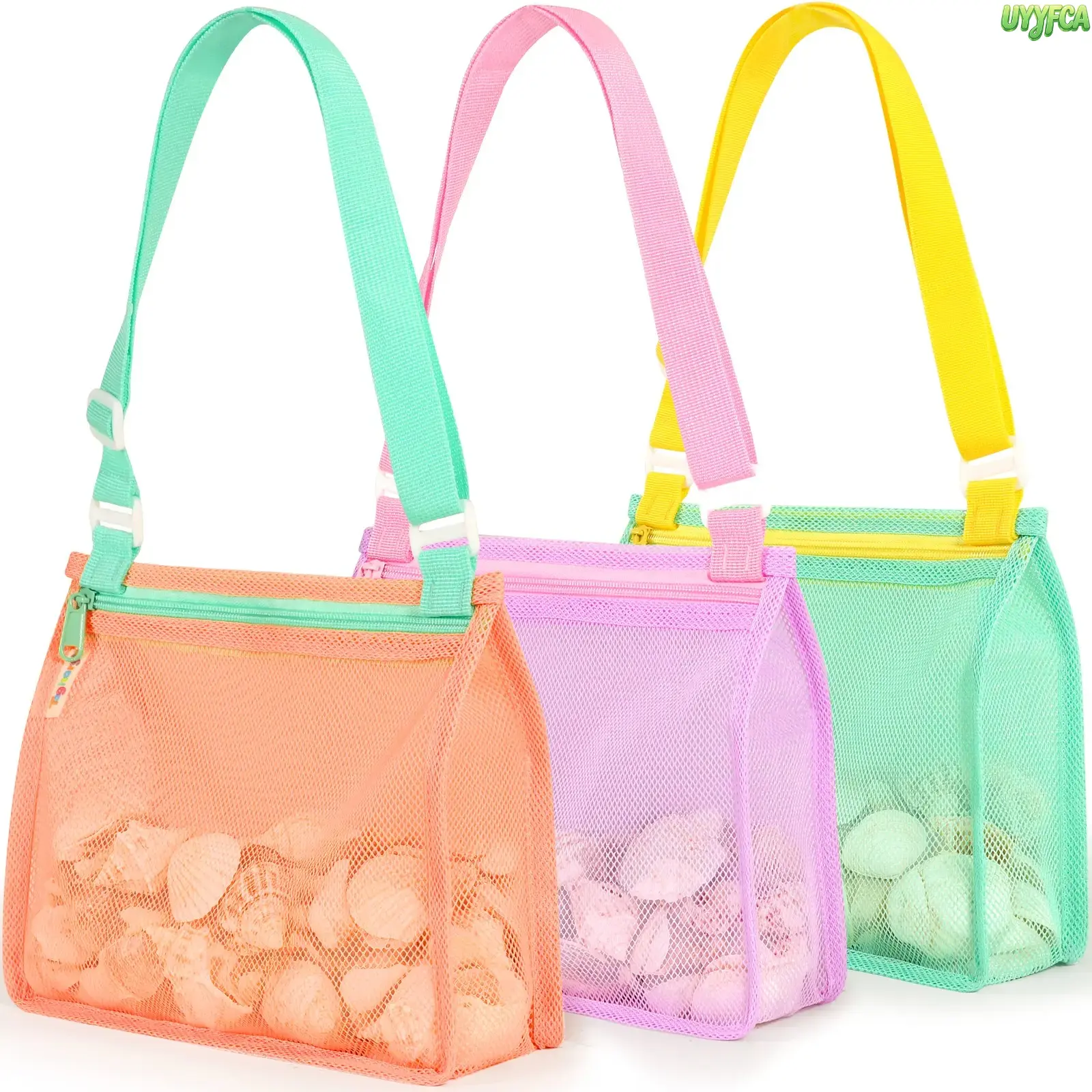 3 Pack Durable Kids Sand Free Mesh Beach Bag,Shell Collecting Sand Toys Quick Dry Dual Color Tote With Adjustable Shoulder Strap Zipper Closure,Lightweight Foldable Pouch For Boys Girls Shell Collecting Sand Toys Pool Swimming Summer Vacation Summervibes