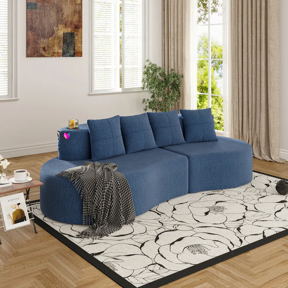 Littleox Modern Curved Sectional 3 Seat Minimalist Elegant Half Moon Sofa Compressed Modular Sectional Sofa for Living Room, Office, Apartment