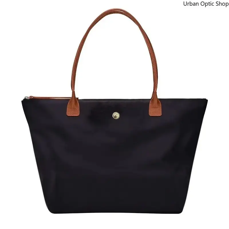 Women's Large Capacity Tote Bag, Nylon Oxford Work Bag with Contrast Leather Handles for Commute and Daily Travel, Tote Bags, Work Bags For Women