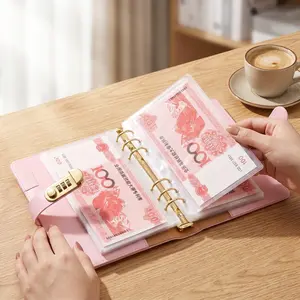 A6 savings notebook,a small financial management book with a lock, suitable for storing money and important information, 50 sheets and 100 pages of fun and easy to save binders -cash notebook Bill Organizer Planner Monthly Budget Planner