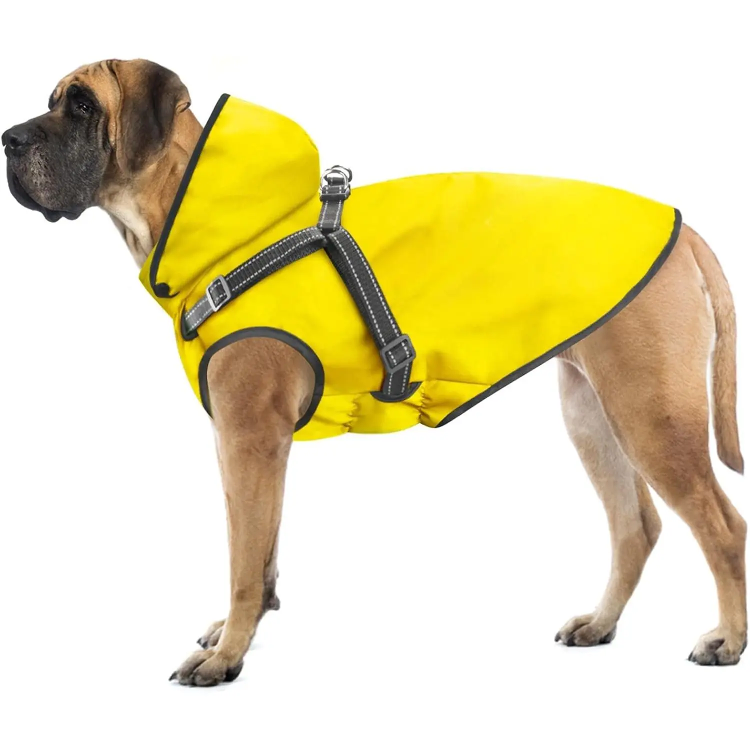 Dog Raincoat Waterproof Doggie Hoodie Reflective Dog Raincoat Hooded Adjustable Rain Jacket for Small Medium Large Dogs Puppies Doggie (Yellow, M)