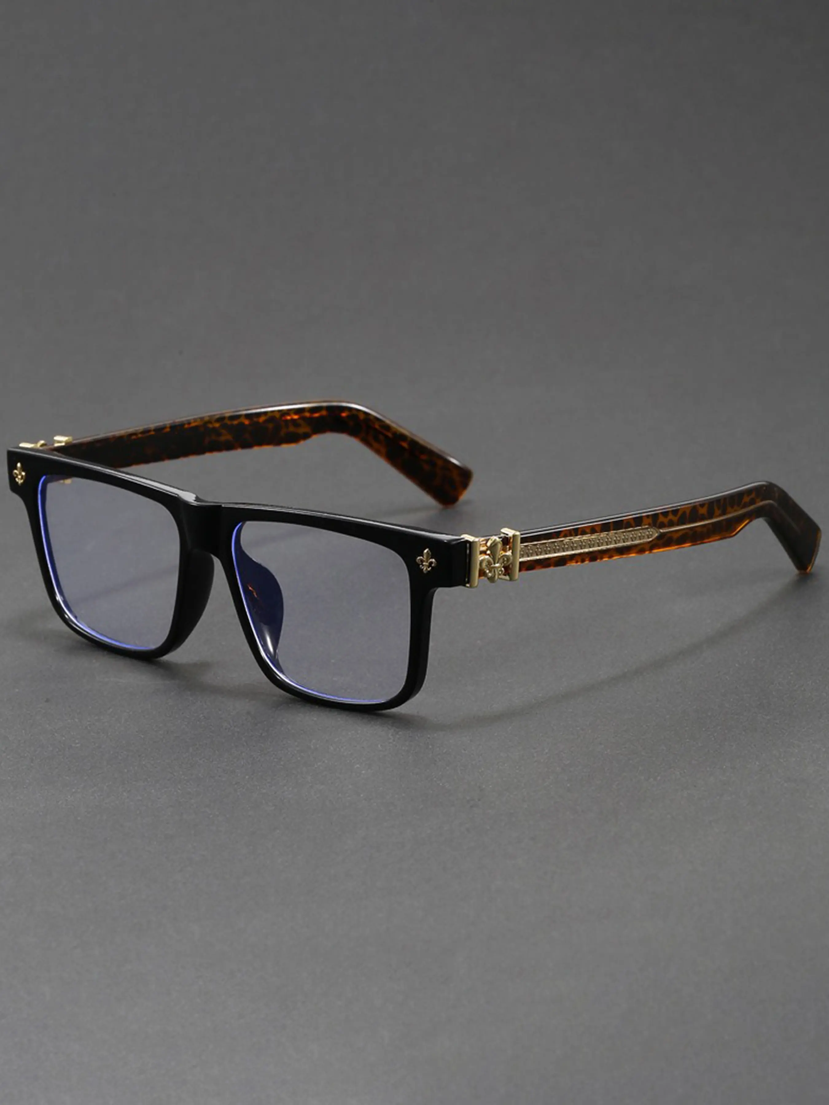 Cool Ins Style Square Fashion Glasses Square Full Frame Glasses Square Frames Eyeglasses with Retro Metal Carved Hinges on The Temples Suitable for Both Men and Women