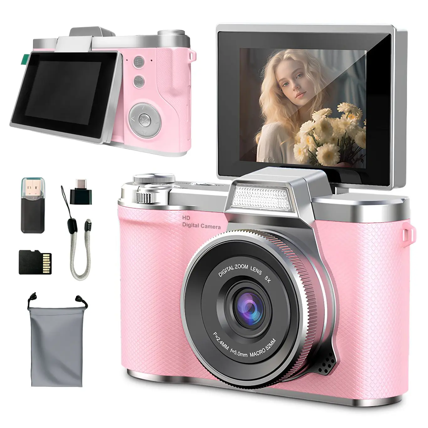 Flip Screen Retro Camera for Teens, Entry-Level Digital Camera with Filters, Beginner Digital Camera, Digital Zoom Camera, Y2K Aesthetic Camera for Students, Perfect Gift for Christmas, Back to School & New Year, Vintage Digital Camera