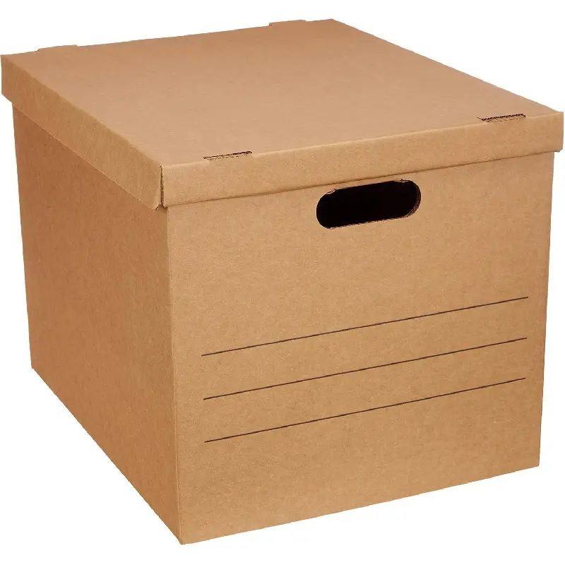 Moving and Storage Boxes with Handles and Lift-Off Lids, Medium, 19" x 14.5" x 15.5", Brown, 10-Pack