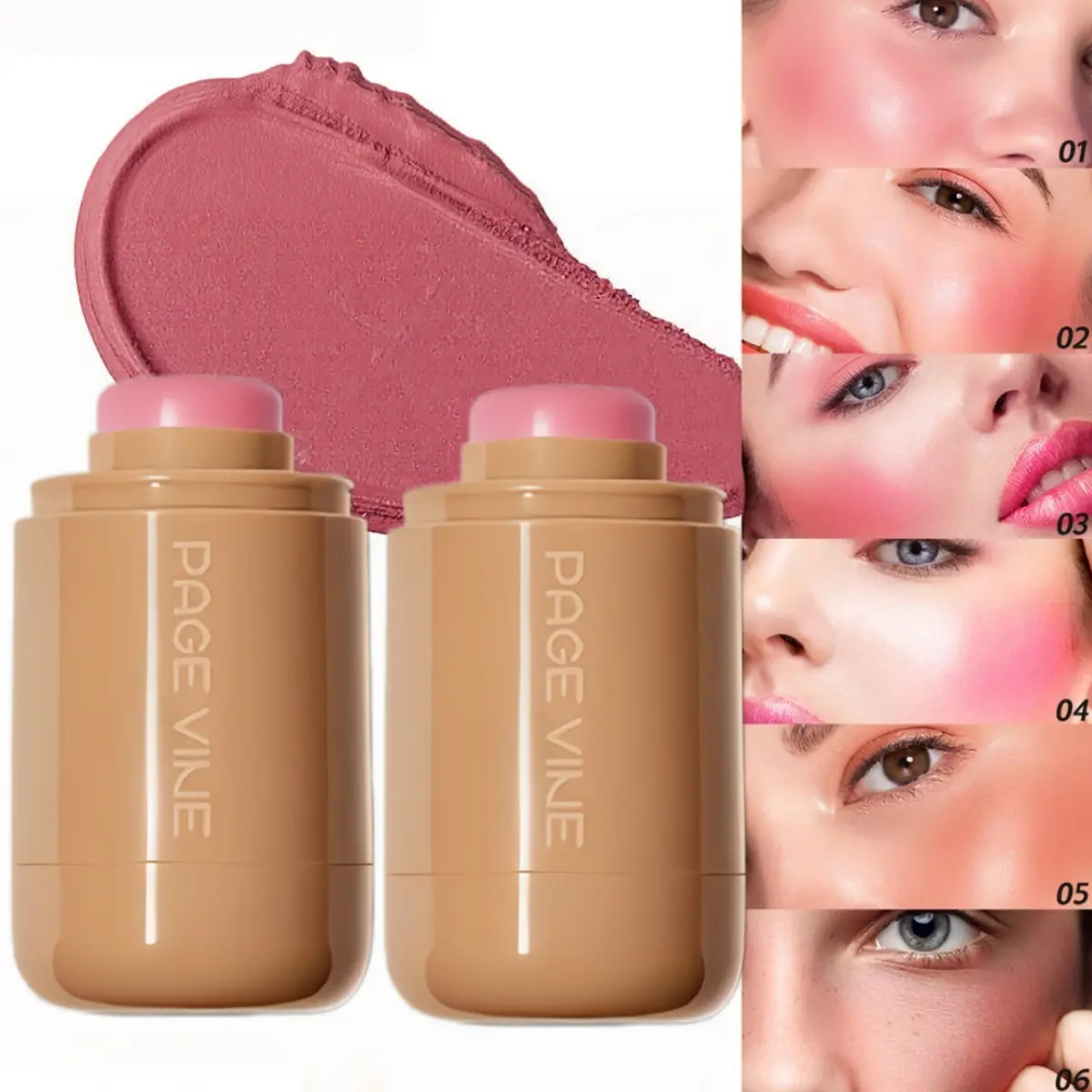 2-Piece Multi-Functional Pocket Blush Stick, Makeup, Compact Design for On-The-Go, Easy Application, Natural Finish, Suitable for All Skin Tones