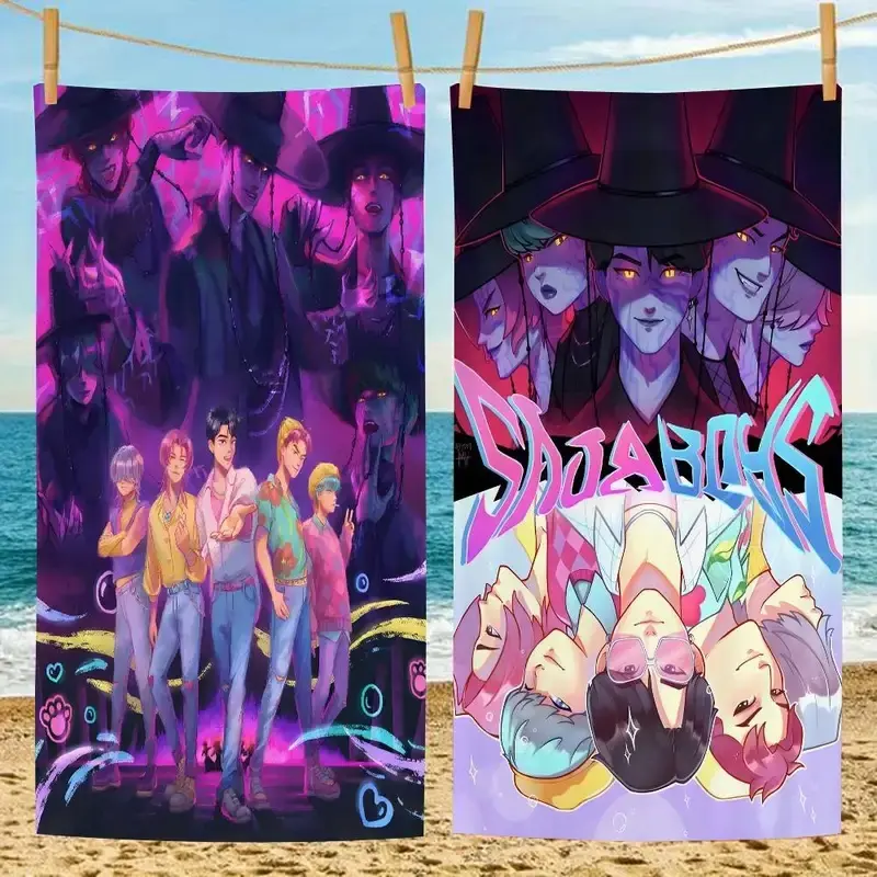 Kpop S-Saja B-Boys Microfiber Blanket Quick Drying Beach Towels Oversized Printing Super Absorbent Pool Towel Blanket