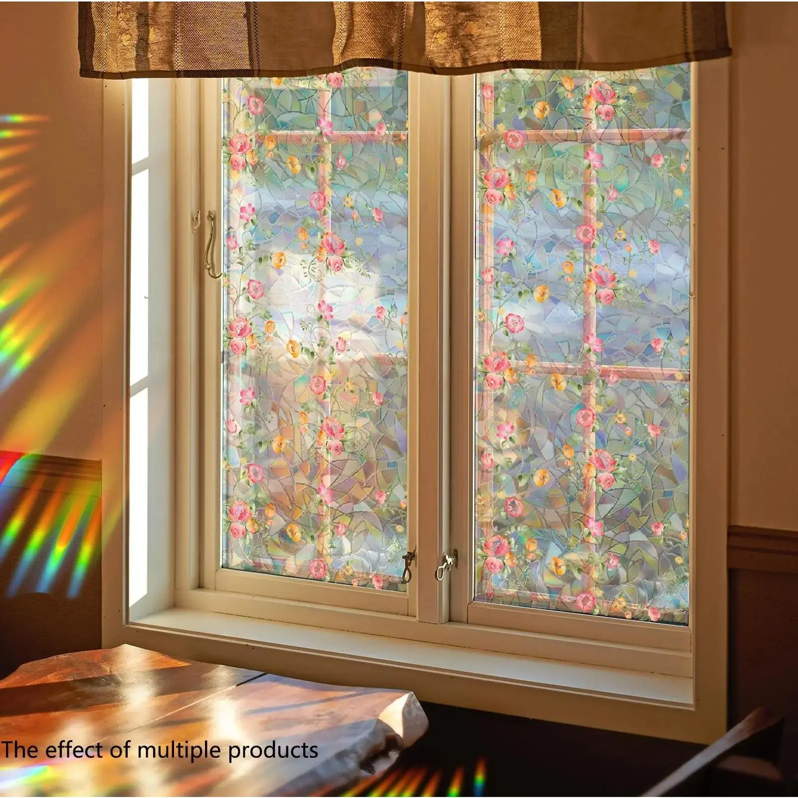 Floral Pattern Window Decorative Sticker - Self-Adhesive Privacy Film, Removable Window Decal for Living Room Bedroom Glass