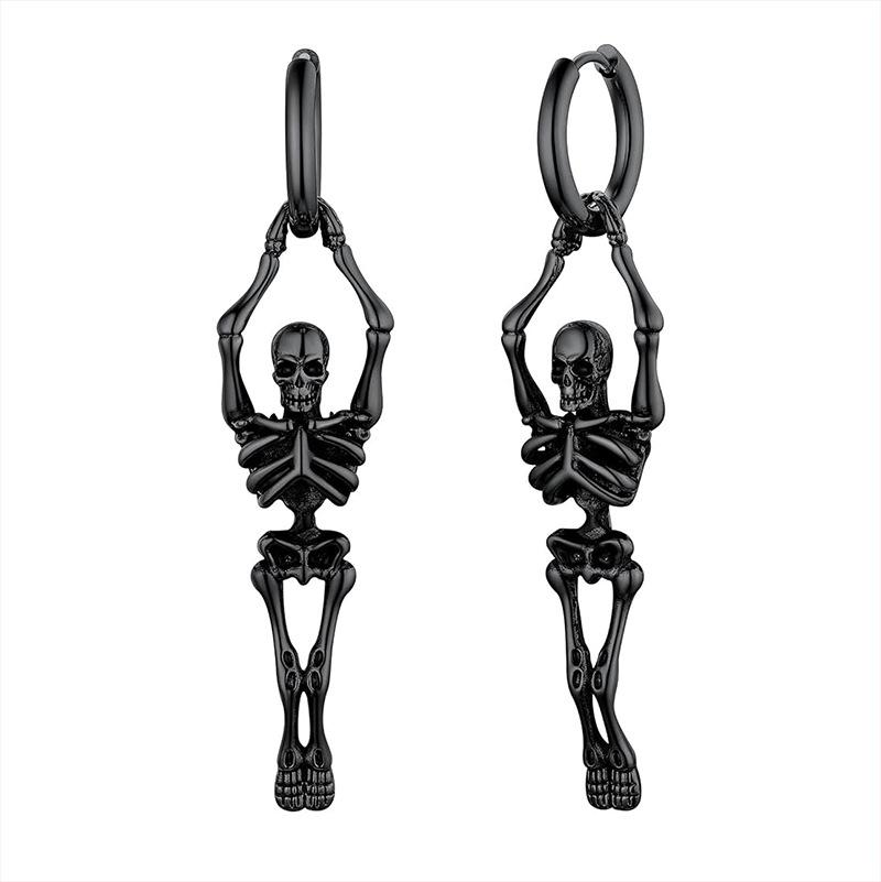 Exaggerated Skeleton Bone Earrings Vintage Gothic Style Drop Earrings Cool Streetwear Accessories