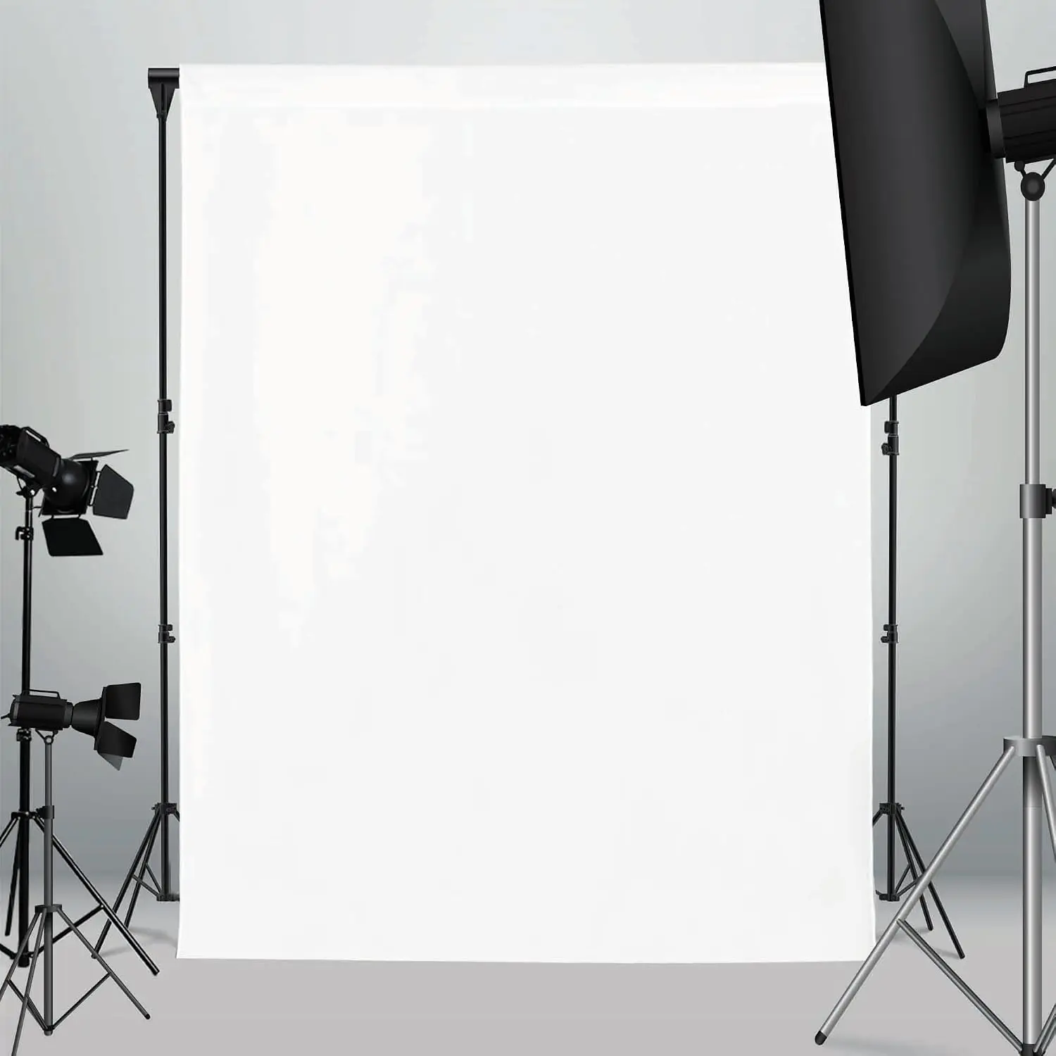 5x7ft White Backdrop for Photography, Pocket Design Photo Booth Background for Portrait Photoshoot, Party Decorations and Video Studio Background, White Backdrop Curtain for Soft Fabric Drapes