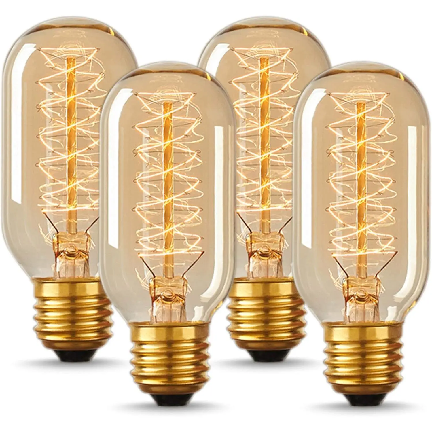 Edison Style Incandescent Bulbs, 4-Pack 40W T45 Dimmable Vintage Amber Glass E26/E27 Warm White Bulbs for Decoration, Party Lights, Mood Lighting