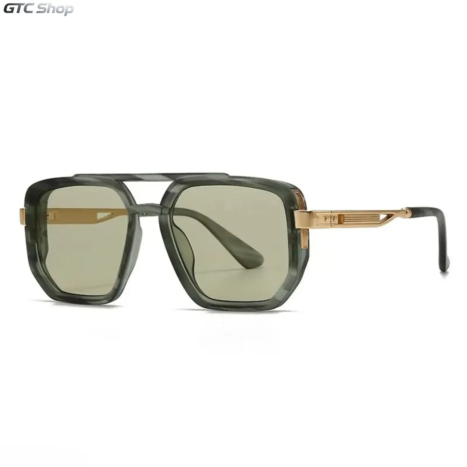 Unisex Aviator Sunglasses - Double Bridge Frame with Gold Accents, Lightweight Classic Design, Olive Black Gradient Brown Blue Lenses, for Outdoor Activities, Sunglasses For Women, Men's Sunglasses