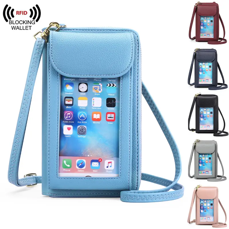 Small Cell Phone Crossbody Bag Purse for Women, PU Leather Wallet Purse RFID Function Women's Crossbody Clutch Wallet Women Large Capacity Wallet Purse Small Wallet for Women Crossbody Bags for Women