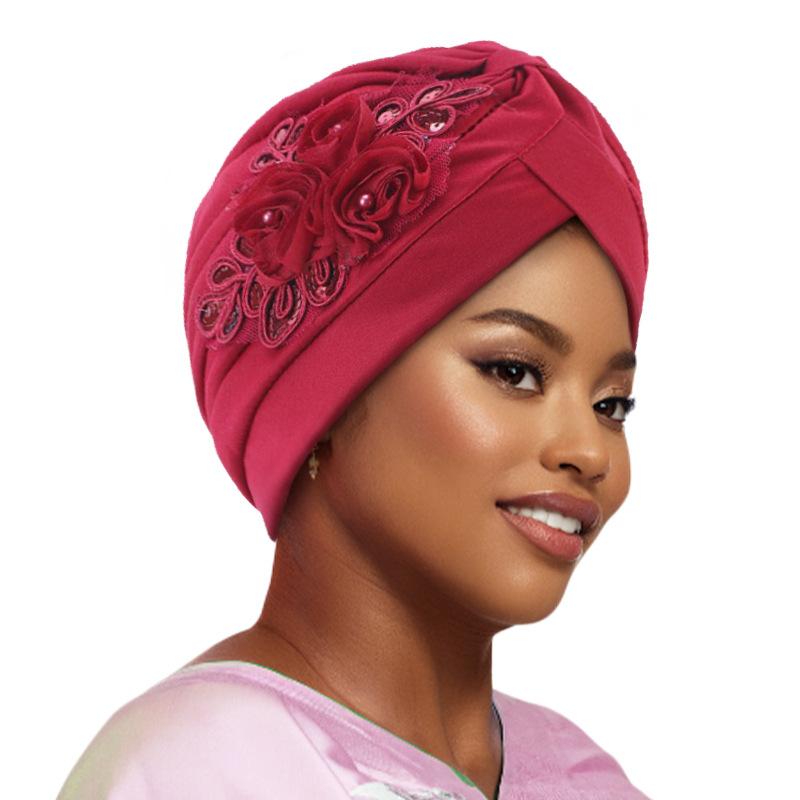 Sequined Pleated Turban Hat, Ethnic Indian Headwear & Hair Accessory
