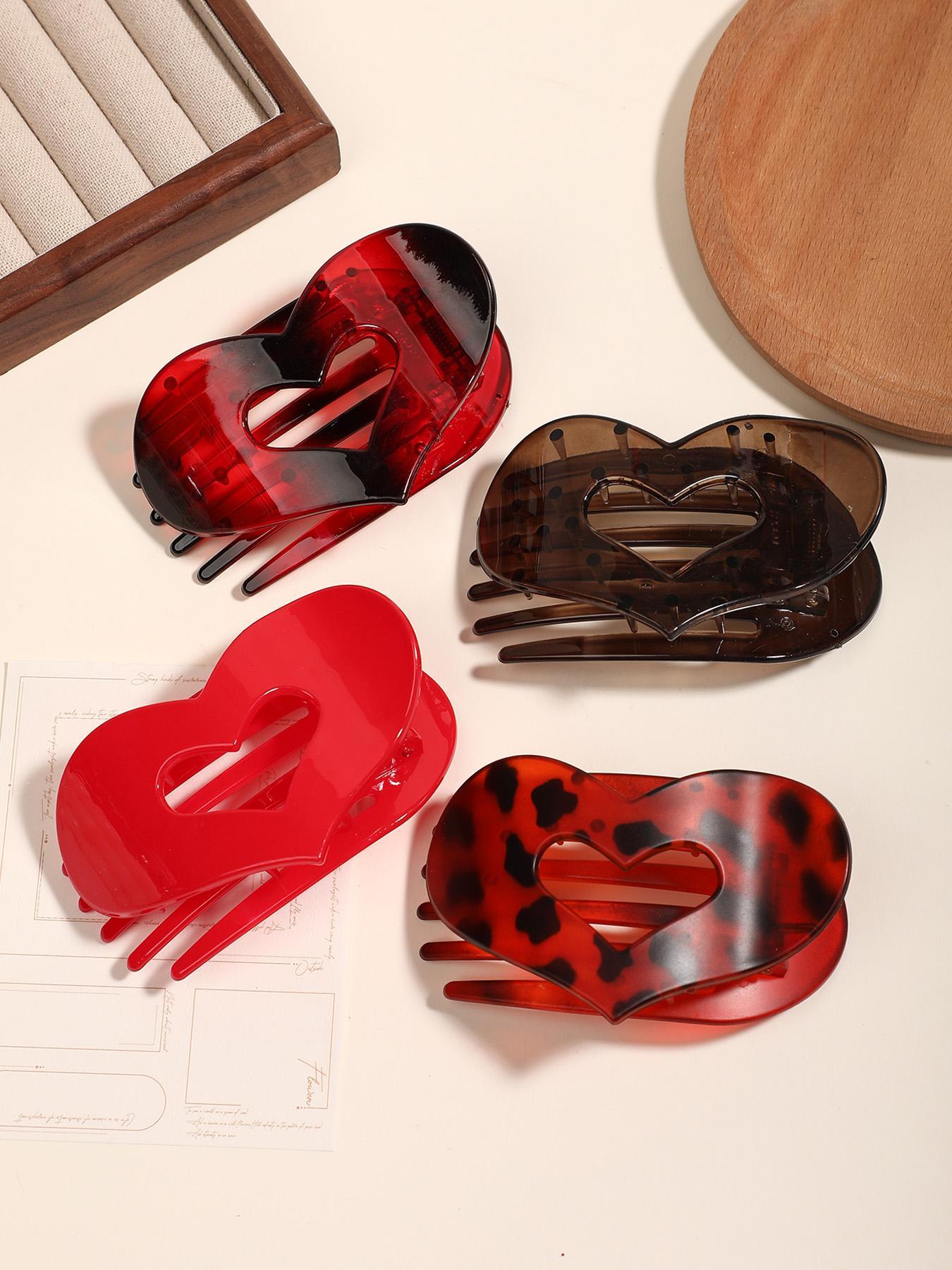 Heart Shaped Hair Claws, Hair Claws Set, Casual and Versatile Hair Accessories for Women, Minimalist Headwear Suitable for Thick Hair, Fashion Hair Accessories for Party, Daily Clothing Decor