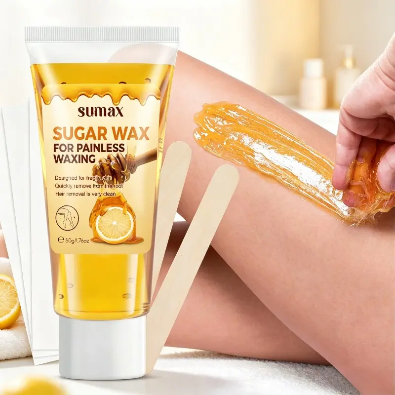 Portable Home Hair Removal Wax 3-Piece Set, Complete Kit with 50g Wax, Special Wooden Sticks & Waxing Strips, Gentle Formula Non-irritating to Skin, Suitable for Arms, Legs, Underarms & Whole Body,