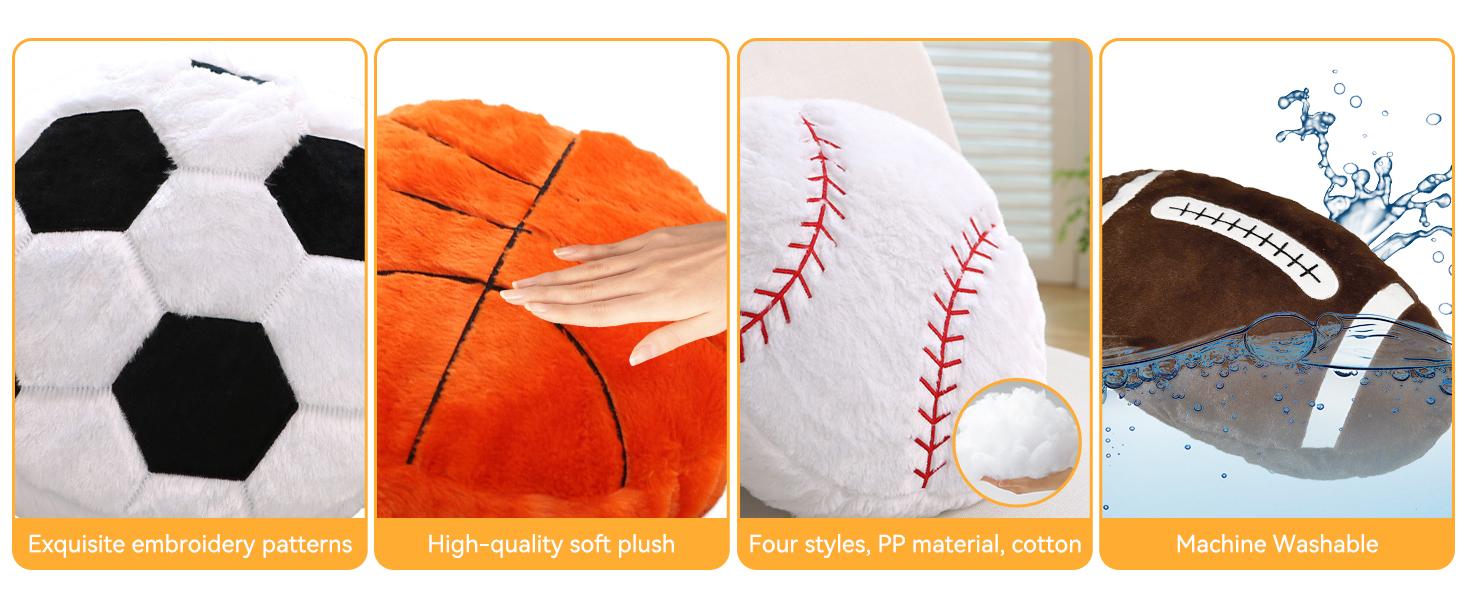 Volleyball Pillow, 2 Pcs Volleyball Plush Pillow Soft Sports Throw Pillows, Round Volleyball Pillows Couch, Bedroom & Sports Room 15.8"