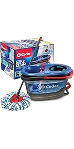 O-Cedar RinseClean Spin Mop & Bucket System + 2 Extra Mop Heads| Clean with Clean Water | Removes 99% of Bacteria