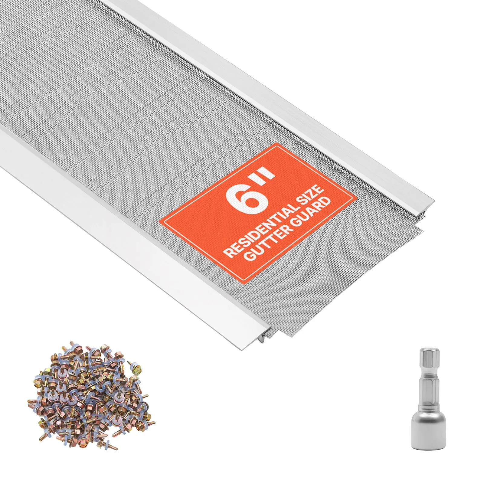 VEVOR Gutter Guard, 6 in Aluminum Gutter Cover with Stainless Steel Micro Mesh, Heavy-Duty 48ft Length, 0.04in Thick, Leaf Guard for Debris and Pine Needles, Easy DIY Install, Screws Included, 12 PCS