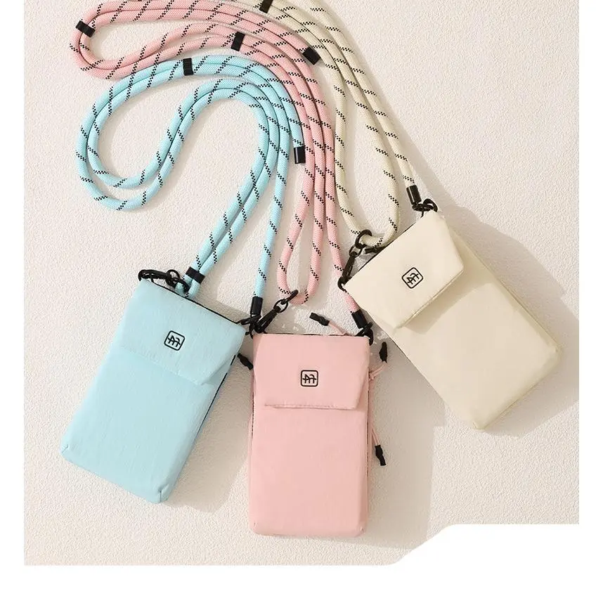 Women's Lightweight Nylon Crossbody Sling Phone Purse with Coin Pouch, Vertical Solid Color Mini Shoulder Bag for Casual Daily Use, Hands-Free Home Organizer Storage Bag