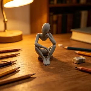 Minimalist Abstract Thinker Figurine, Sandstone Texture Plastic Silent Thinking Man Statue, Modern Art Desktop Sculpture Ornament, Office Desk Bookshelf Tabletop Decor, Unique Housewarming Graduation Gift for Study Bedroom Living Room