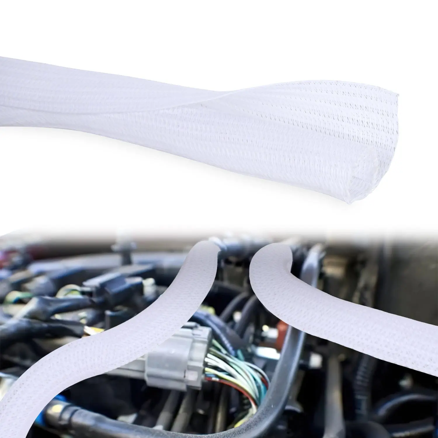 Nilight Cable Sleeve, 10ft-1in White Cable Management Solution, Organizes Wires, Protects Cords