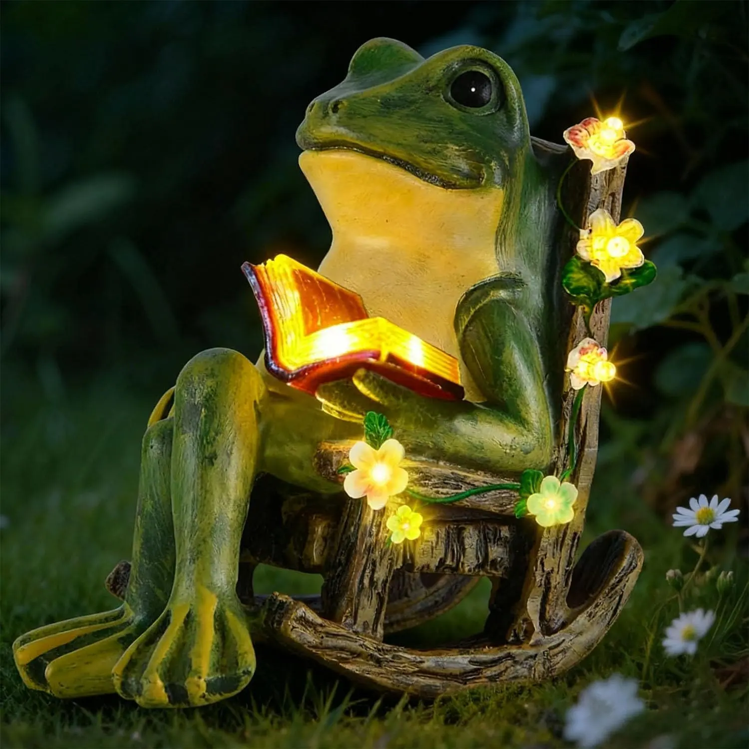 Solar Miniature Frog Garden Statues - Christmas Decorations  Frogs Statue Decor, Art Outdoor Figurine Lights for Patio Yard Balcony Lawn,  Housewarming Birthday Gifts for Women Mom Family
