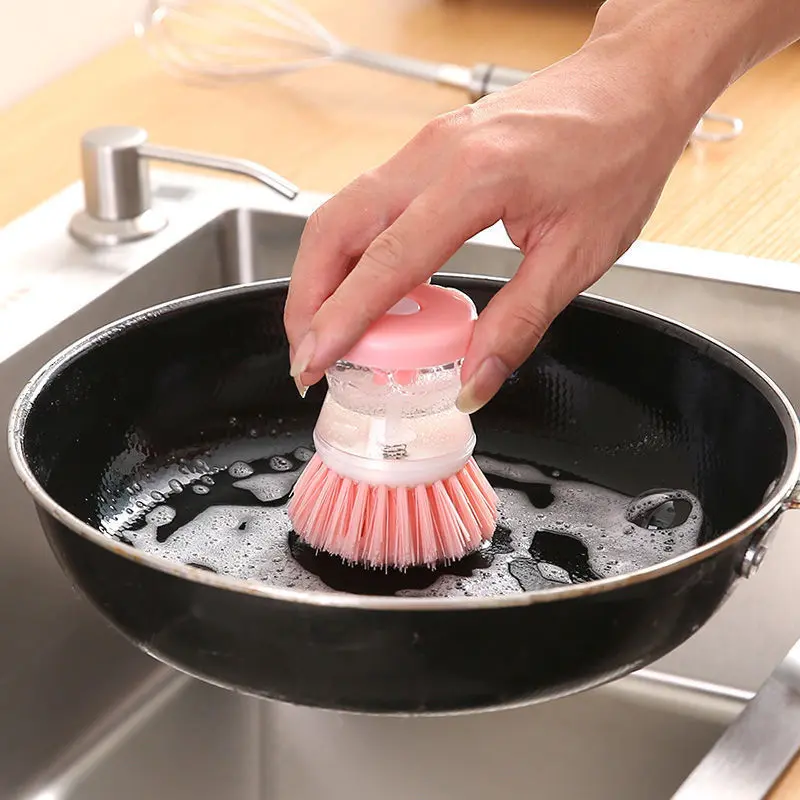 Hydraulic pot brush, dishwasher brush, kitchen brush, pot magic tool, press and add liquid multi-functional household cleaning dishwasher brush