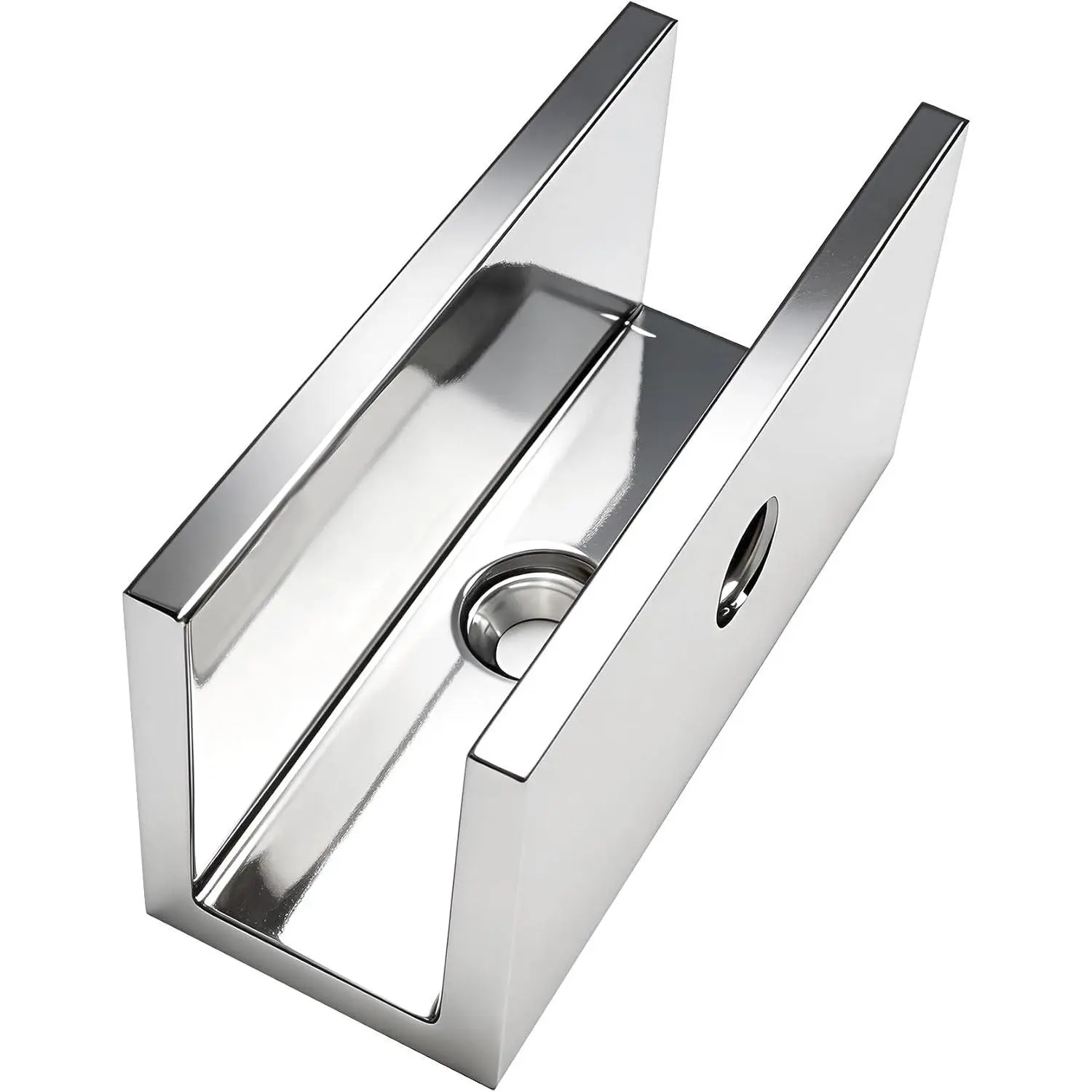 Solid Brass Glass Clamp – Fixed Mount Bracket Hardware Kit for 5/16" to 3/8" (8-10mm) Glass, Chrome Finish