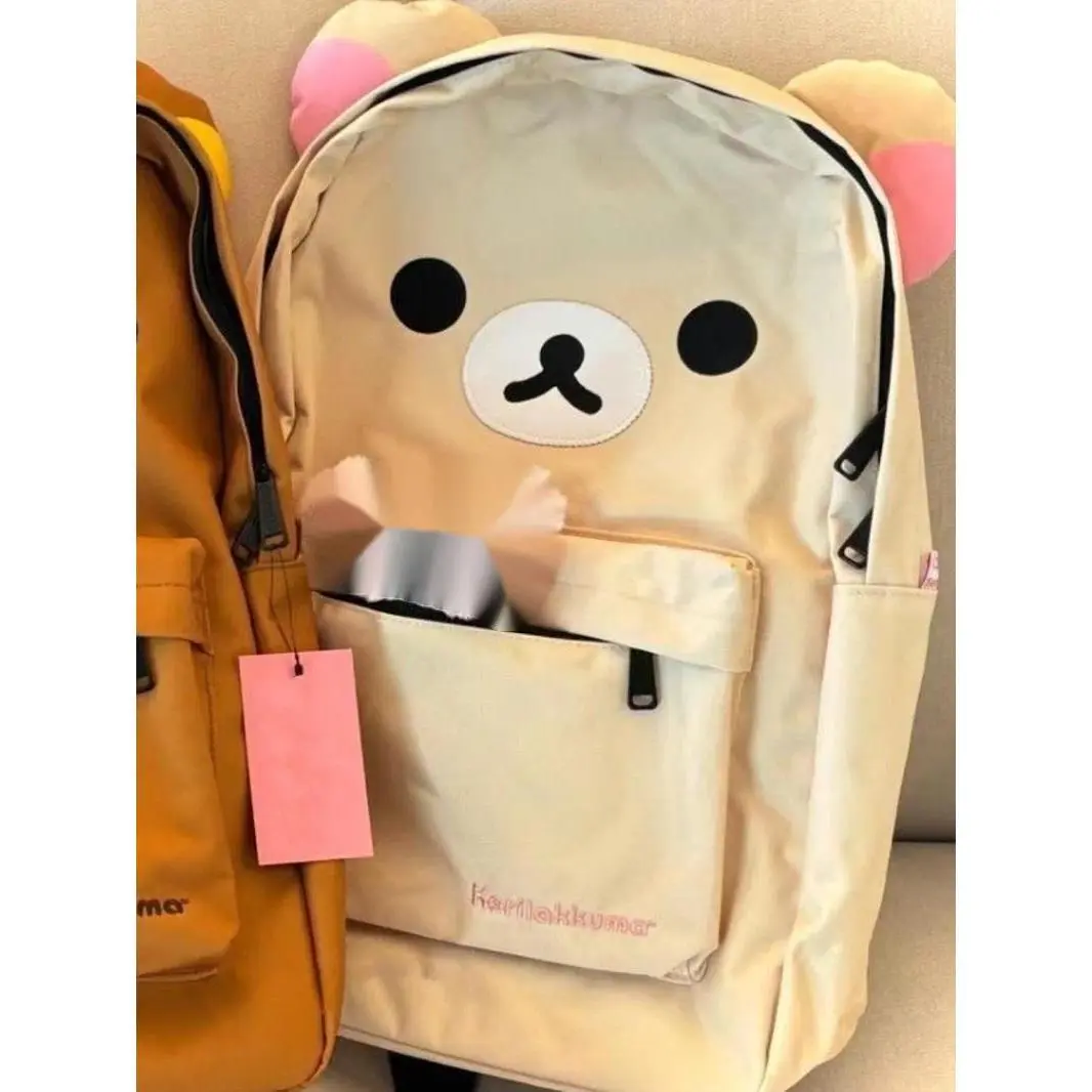 New Japanese Anime Rilakkuma Brown Cute Bear Large-Capacity Printed Casual Backpack, Kids School Bag, Student Gift Bag, Backpacks For School