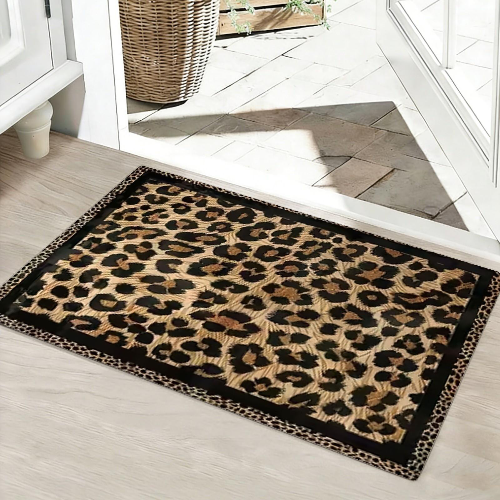 Vintage Leopard Print Rug, Luxurious Wild Style Home Carpet, Non-Slip Floor Mat for Living Room Bedroom, Durable Easy Clean