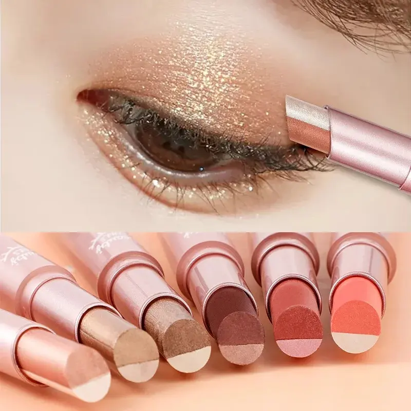Gradient 2-Color Eyeshadow Pen, Waterproof, Sweat-Proof, Smudge-Resistant, Pearlescent, Fine Shiny, Lazy Eye Makeup Tool