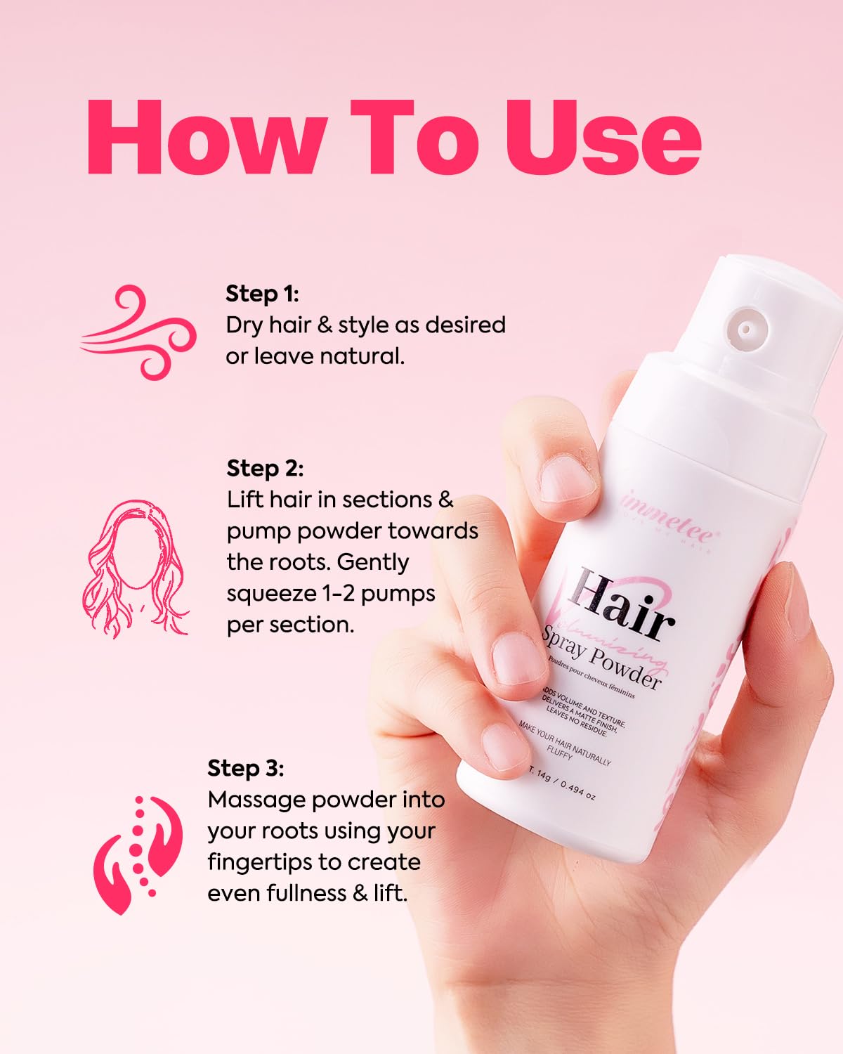 Texture Powder, Volumizing Powder for Hair Volume & Texture, Opaque Effect & Natural Finish, Hair Volume Spray Root Lifting Powders 14g