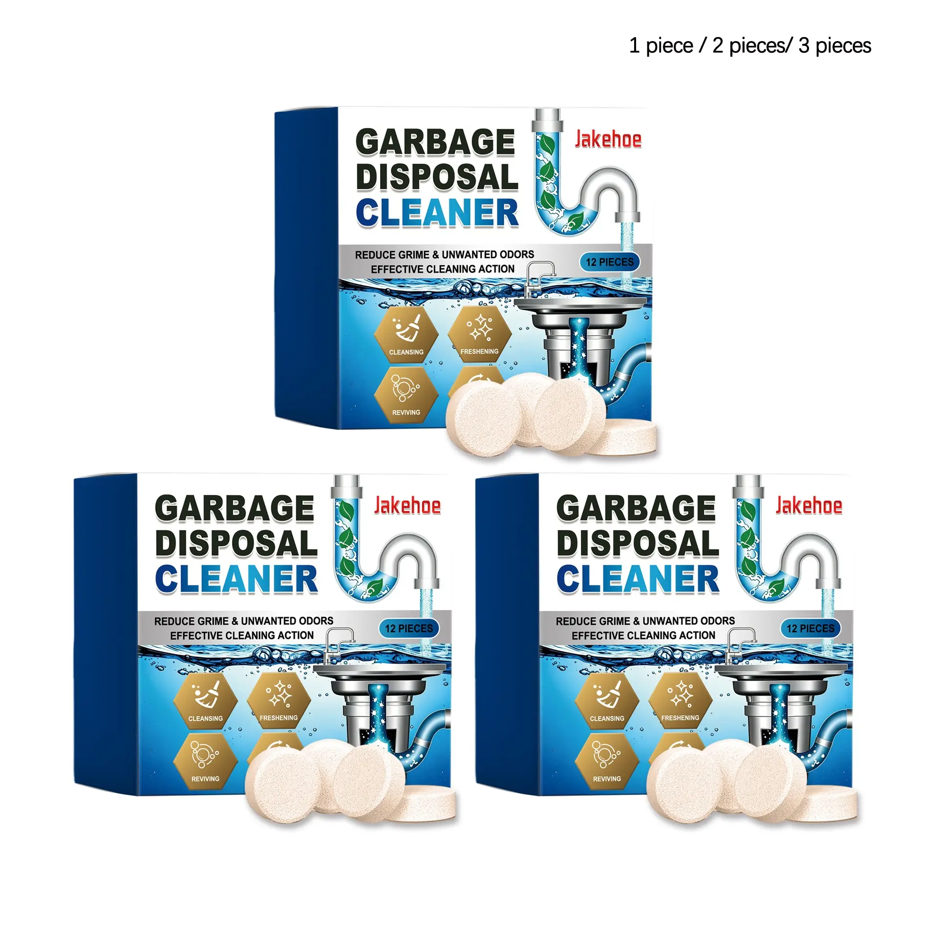 Garbage Disposal Cleaner Tablets (12/24/36 Pieces), Daily Odor Removal, Convenient Home Use, Fresh Scent Care Tablets, Household Cleaner