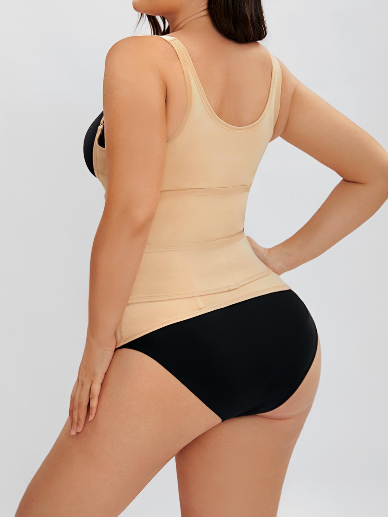 Women's body shaping camisole with chest support, adjustable shoulder straps, double-layer pressure to tighten the abdomen, 4 steel bones to strengthen the pressure to prevent curling, High Compression Shapewear