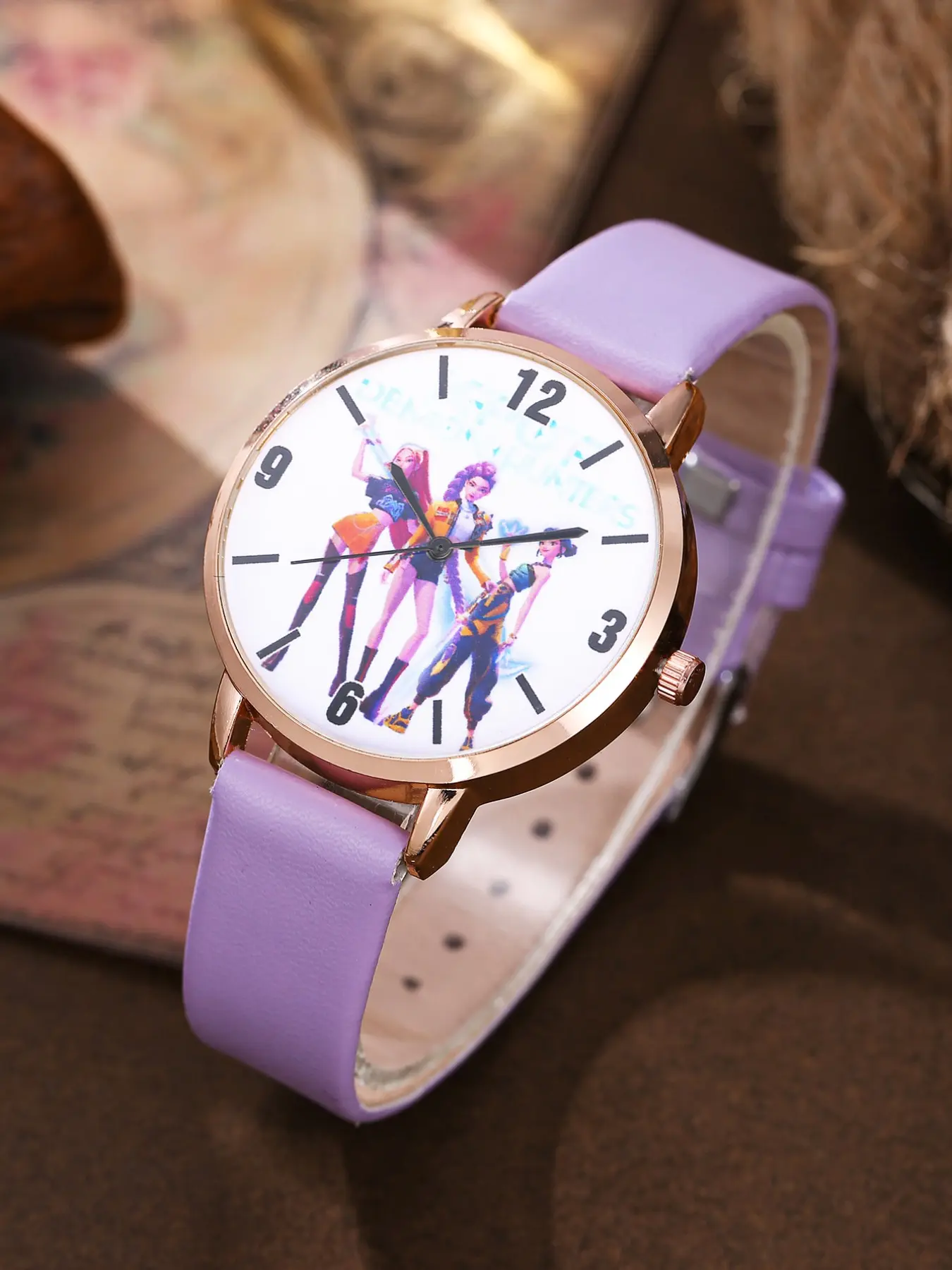Fashionable Cartoon Group Print Women's Watch, Elegant Analog Quartz, Perfect Gift for Holidays, Ideal for All Seasons