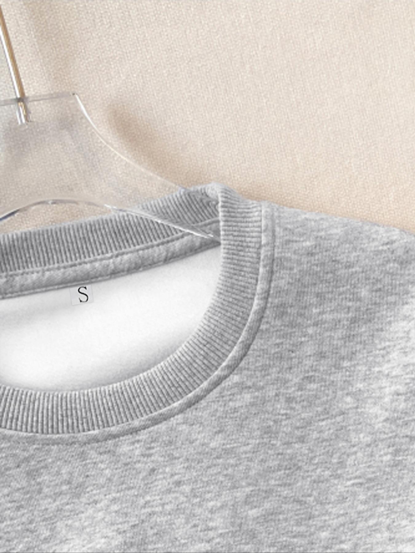 Women's Casual Graphic Pullover Sweater, Soft Long Sleeve Round Neck Sweatshirt, Comfortable Daily Wear