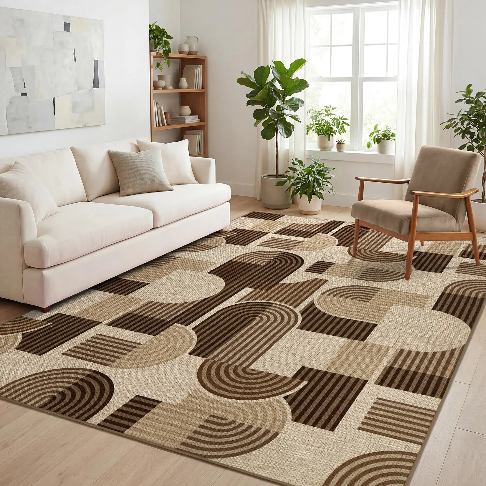 Garvee Modern Geometric Print Washable Area Rug Large Size Non Slip Foldable Non Shedding Jute Rug For Bedrooms Living Rooms Dining Rooms Entryways And Game Rooms waterproof area rug