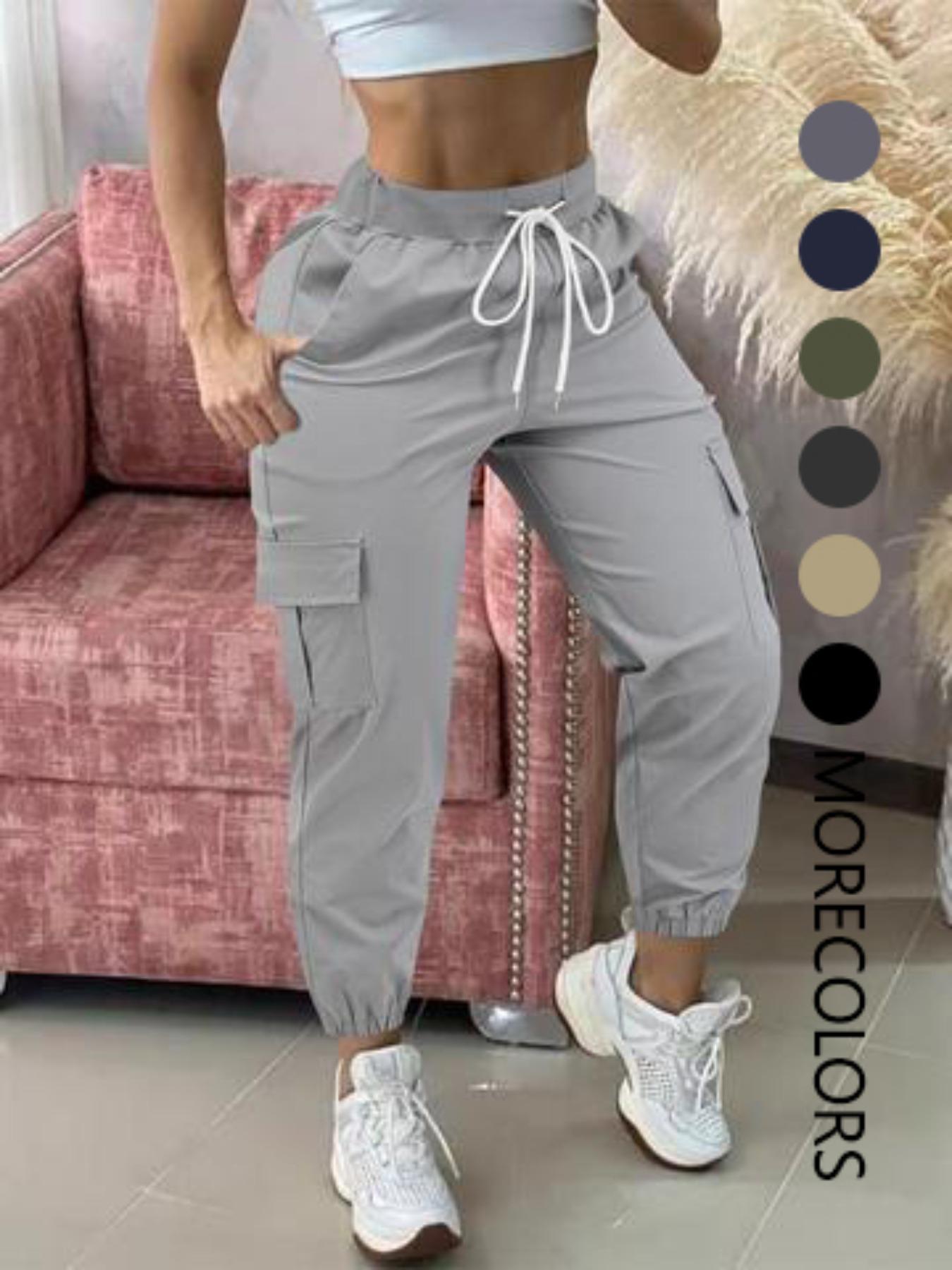 [Plus Size] Solid Color Pants, Casual Comfy Trousers for Women, Women's Bottoms for Summer, Casual Basic Trousers