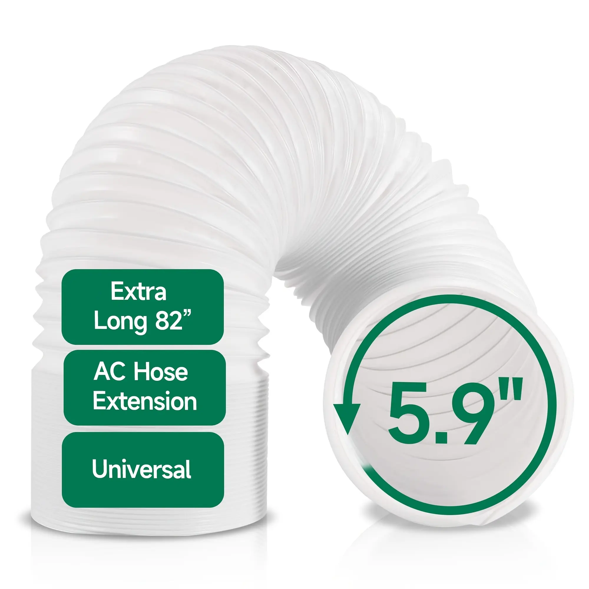 1Pc Portable Air Conditioner Exhaust Ventilation Hose 5.9 Inch Diameter 82 Inch Length Counter Clockwise Thread Thickened Telescopic Vent Tube Universal AC Replacement Parts For Bedroom Garage Apartment Balcony Indoor Cooling Unit Repair Supplies